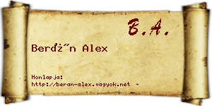 Berán Alex névjegykártya